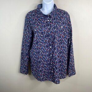 St  Johns Bay Womens Floral Camp Button Up Shirt PXXL Crisp Hiking Casual Travel